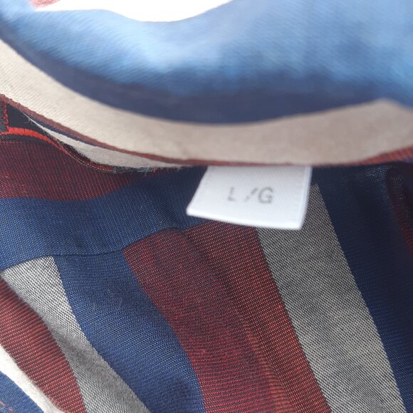 PRIVATE STOCK by HATHAWAY SZ L Striped Long Sleeve Button Up Men's Shirt - Picture 7 of 15